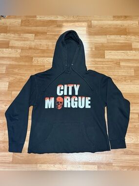 VLONE Black 'City Morgue' Graphic Crewneck Hoodie